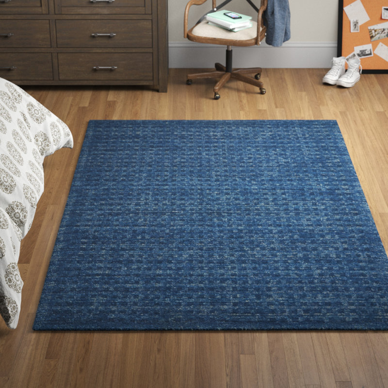 Three Posts™ Teen Dakoda Hand Hooked Wool Navy Blue Area Rug & Reviews